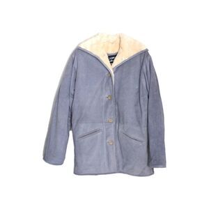 Vintage Cooper Jacket Blue Suede Faux Fur Lining Women's Large